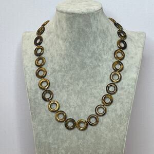 Handmade tigers eye open round stone necklace